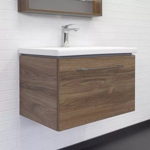 Тумба подвесная Comforty Томари 70 с раковиной Como 70 Дуб тёмно-коричневый 00-00001279CF