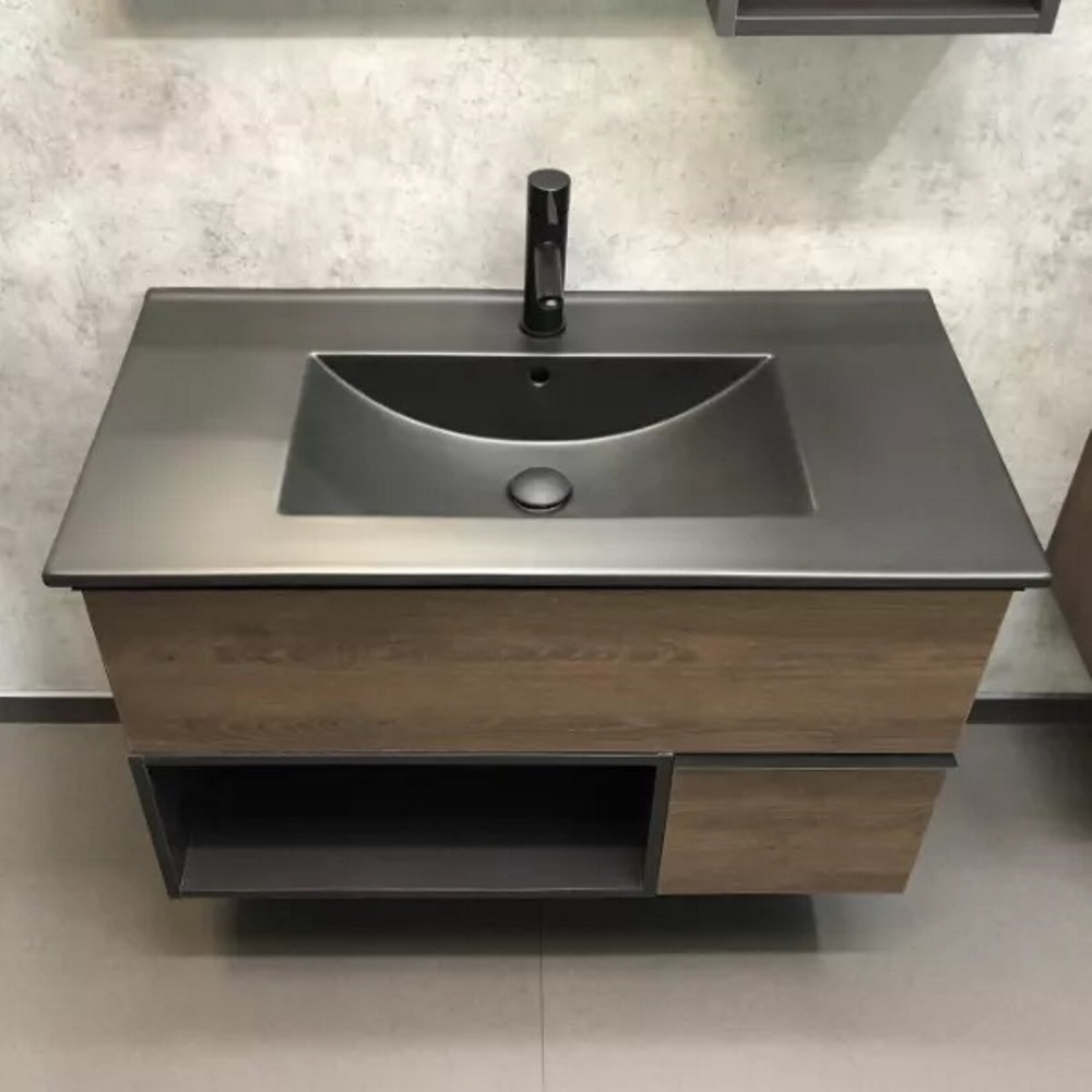 Тумба подвесная Comforty Франкфурт 91 с раковиной 90E Дуб шоколадно-коричневый 00-00002048CF Тумба подвесная Comforty Франкфурт 91 с раковиной 90E Дуб шоколадно-коричневый 00-00002048CF — изображение 3