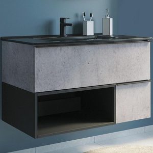 Тумба подвесная Comforty Франкфурт 91 с раковиной 90E Бетон светлый 00-00006503CF