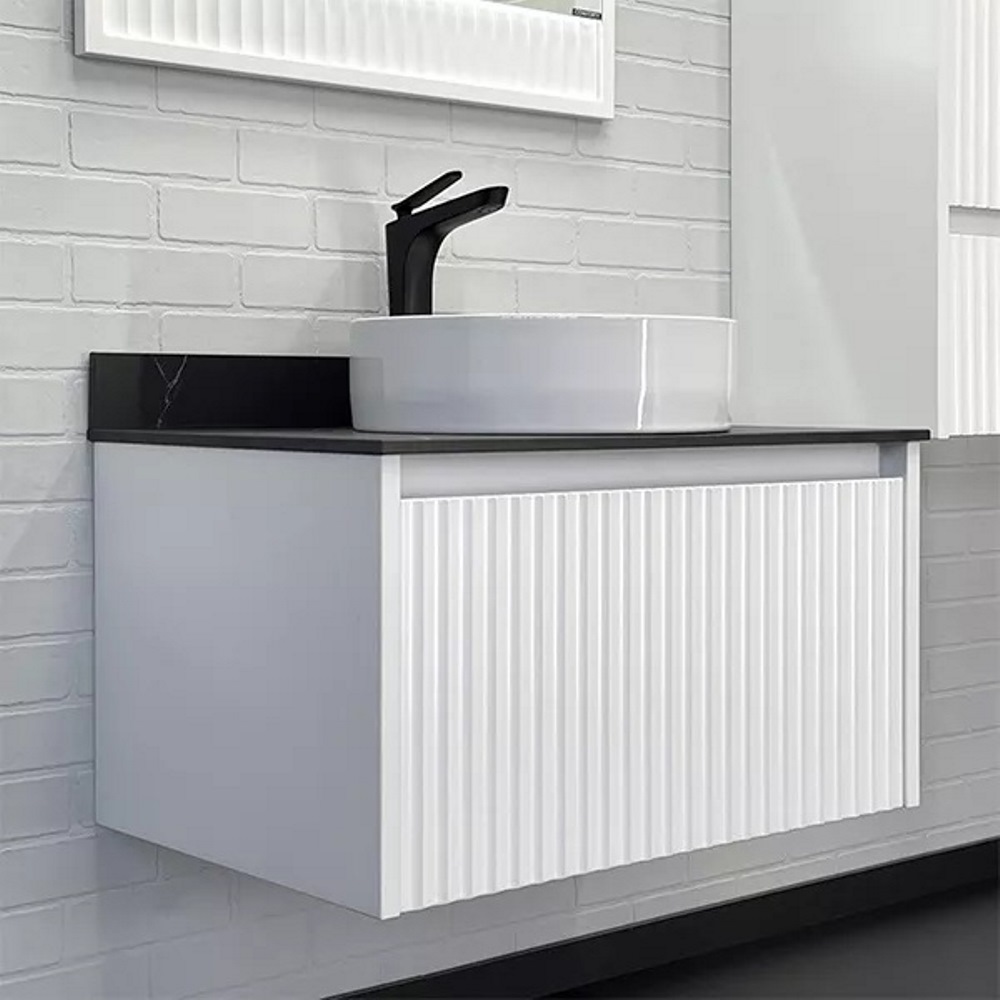 Тумба подвесная Comforty Марсель 75 со столешницей под черный мрамор c раковиной 9110 Белый матовый 00-00012270CF Тумба подвесная Comforty Марсель 75 со столешницей под черный мрамор c раковиной 9110 Белый матовый 00-00012270CF