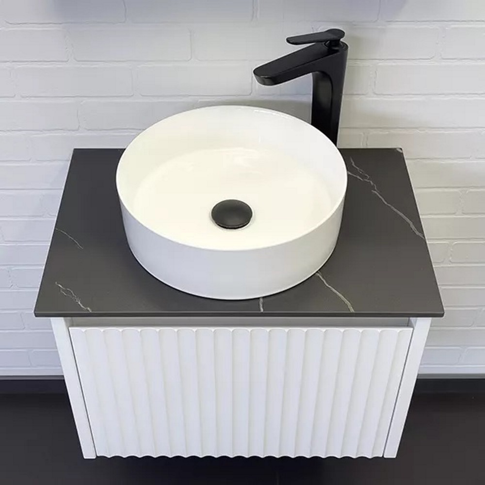 Тумба подвесная Comforty Марсель 60 со столешницей под мрамор Калакатта Блэк c раковиной 9111 Белый матовый 00-00012272CF Тумба подвесная Comforty Марсель 60 со столешницей под мрамор Калакатта Блэк c раковиной 9111 Белый матовый 00-00012272CF — изображение 4