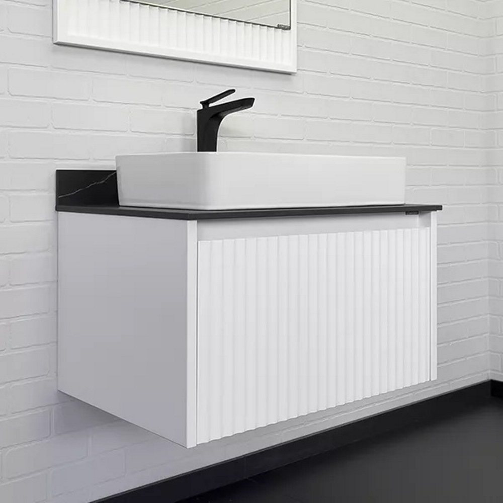 Тумба подвесная Comforty Марсель 75 со столешницей Калакатта Блэк c раковиной 78189 Белый матовый 00-00013396CF Тумба подвесная Comforty Марсель 75 со столешницей Калакатта Блэк c раковиной 78189 Белый матовый 00-00013396CF