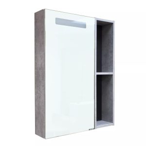 Шкаф зеркальный Comforty Франкфурт 60 с LED подсветкой Бетон светлый 00-00014141CF