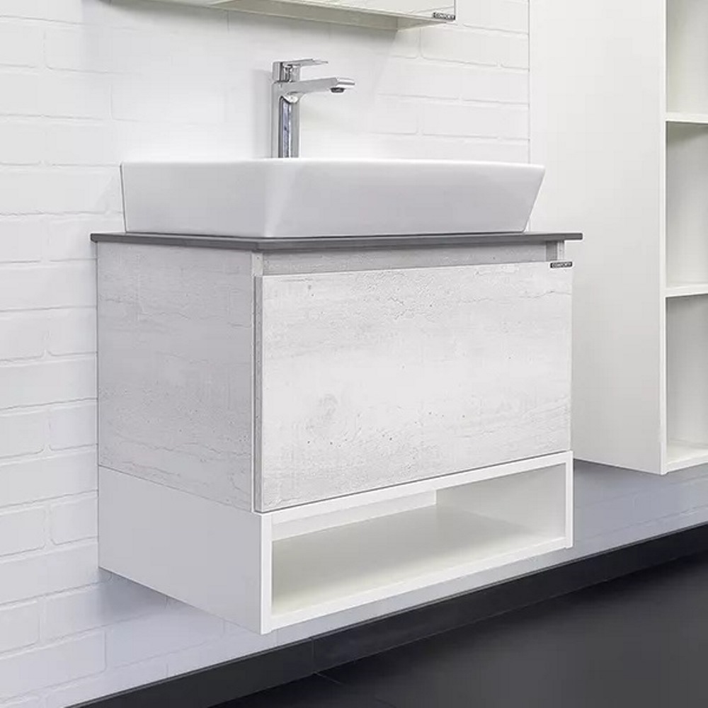 Тумба подвесная Comforty Прага 60 с графитовой столешницей с раковиной 9055RA-50 Дуб белый 00-00014535CF Тумба подвесная Comforty Прага 60 с графитовой столешницей с раковиной 9055RA-50 Дуб белый 00-00014535CF