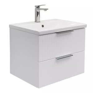 Тумба подвесная Comforty Лима 60 с раковиной Como 60 Белый матовый / Дуб светлый 00-00019210CF