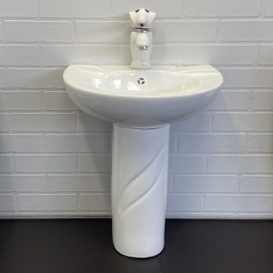 Раковина подвесная Comforty 42 с донным клапаном, пьедесталом и смесителем Белый глянцевый 0991W/DK-02/P0991W/01W Раковина подвесная Comforty 42 с донным клапаном, пьедесталом и смесителем Белый глянцевый 0991W/DK-02/P0991W/01W