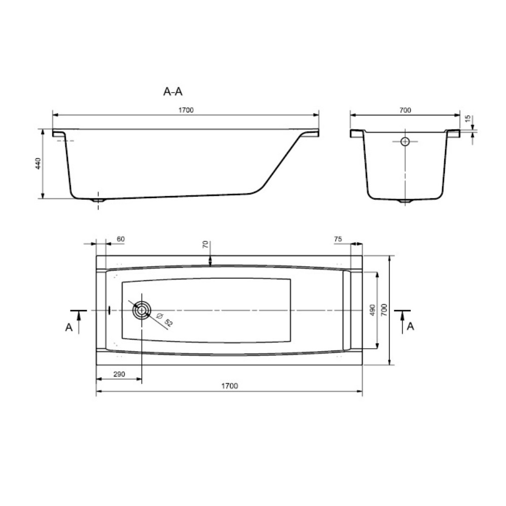 Ванна акриловая Santek Санторини 170х70 Белый глянцевый 1.WH30.2.487 Ванна акриловая Santek Санторини 170х70 Белый глянцевый 1.WH30.2.487 — изображение 3