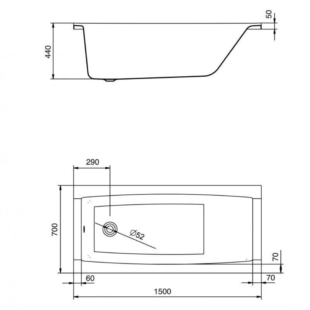 Ванна акриловая Santek Санторини 150х70 Белый глянцевый 1.WH30.2.497 Ванна акриловая Santek Санторини 150х70 Белый глянцевый 1.WH30.2.497 — изображение 4