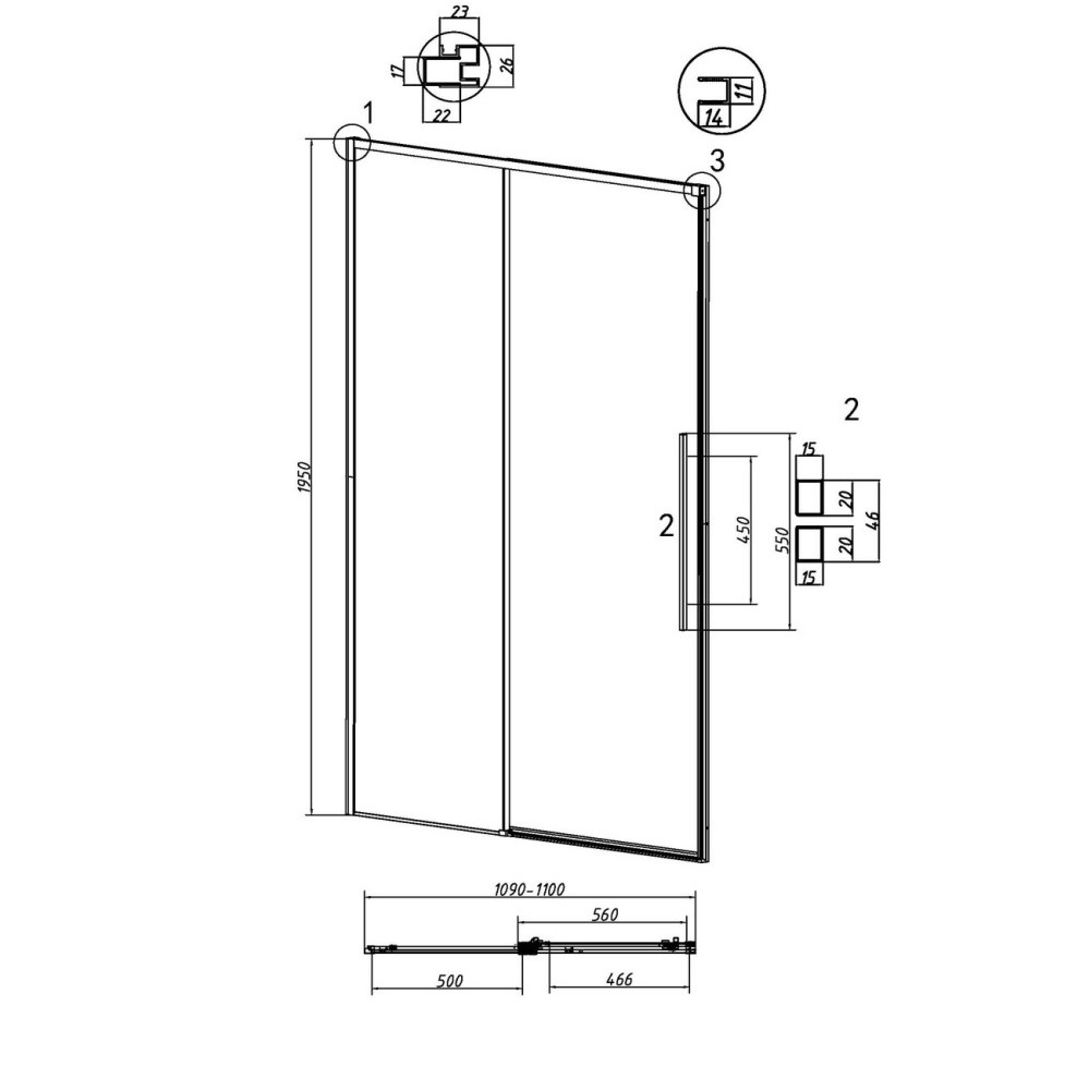 Душевая дверь Grossman Galaxy 110 Графит / Прозрачное 100.K33.01.110.42.00 Душевая дверь Grossman Galaxy 110 Графит / Прозрачное 100.K33.01.110.42.00 — изображение 5