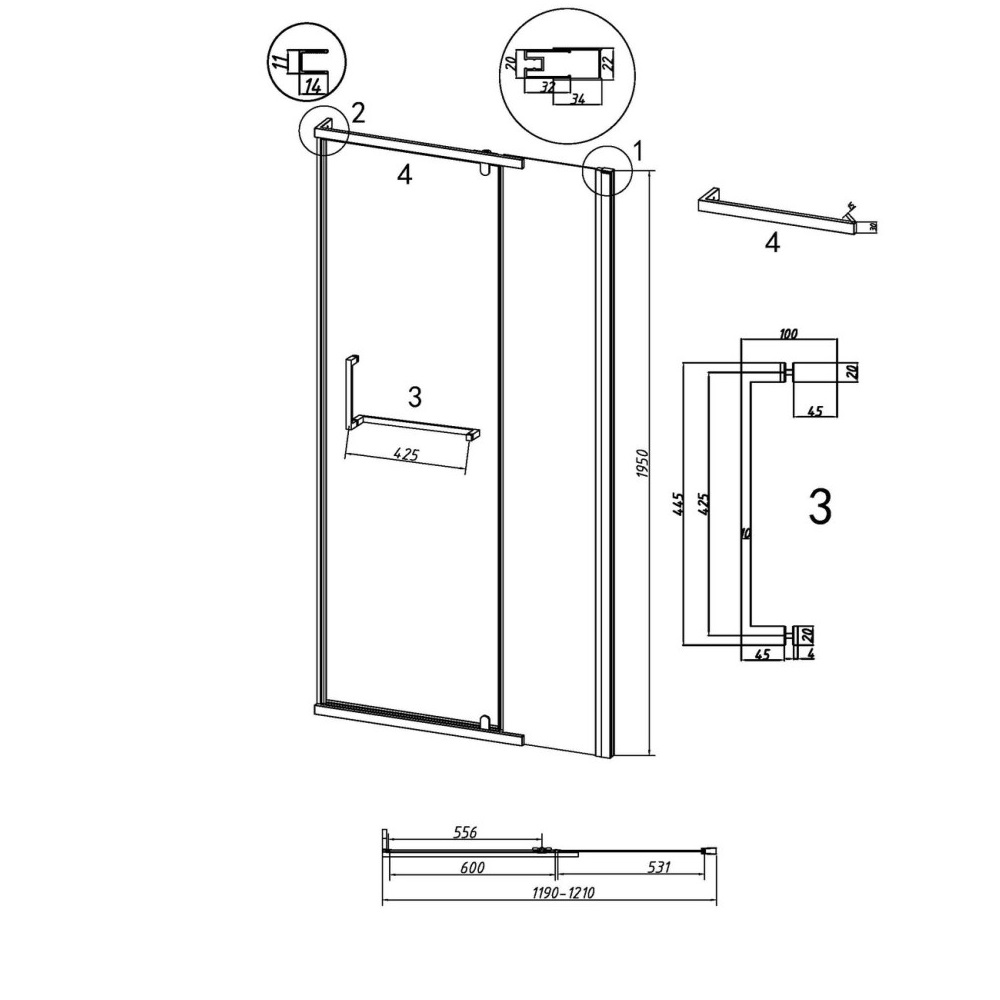 Душевая дверь Grossman Pragma 120 Черный / Прозрачное 100.K33.03.120.21.00 Душевая дверь Grossman Pragma 120 Черный / Прозрачное 100.K33.03.120.21.00 — изображение 5
