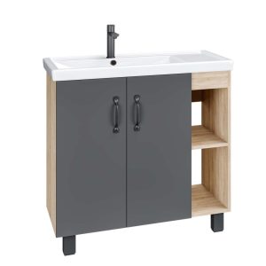 Тумба напольная Grossman Флай 80 Дуб сонома / Серый 108002