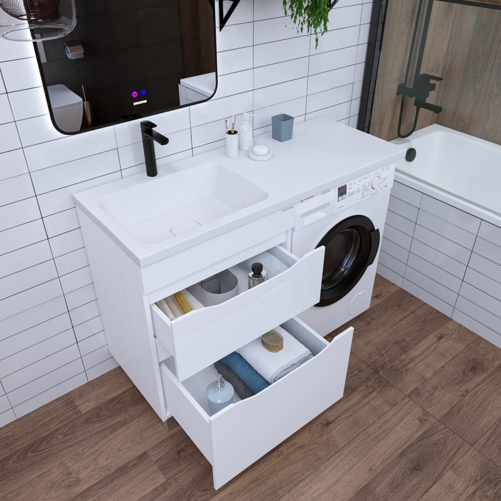 Раковина под стиральную машину Grossman Камилла 120 левая + кронштейн Белый глянцевый 1101003 Раковина под стиральную машину Grossman Камилла 120 левая + кронштейн Белый глянцевый 1101003 — изображение 3