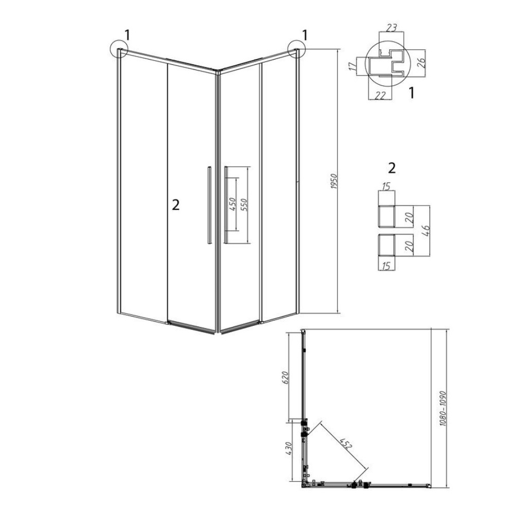 Душевая дверь Grossman Galaxy 110 левая Хром / Шиншила 1/2.K33.01.11L.10.02 Душевая дверь Grossman Galaxy 110 левая Хром / Шиншила 1/2.K33.01.11L.10.02 — изображение 5