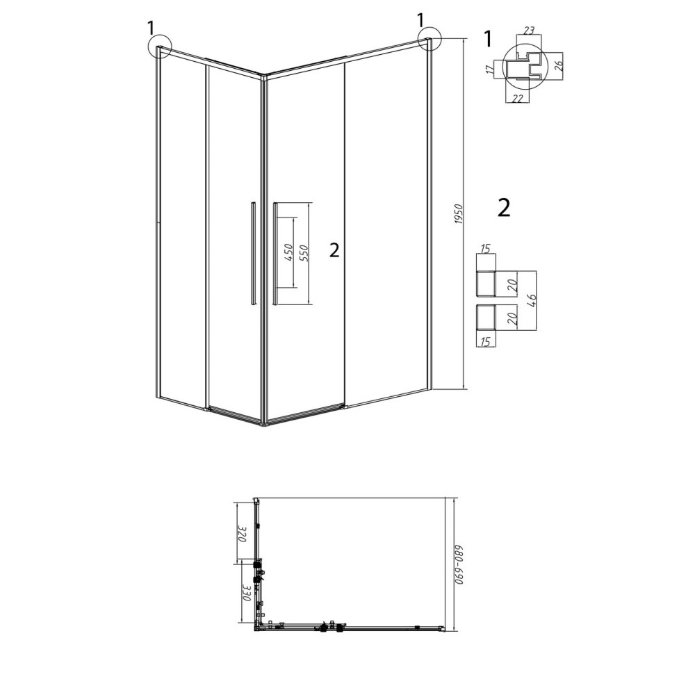 Душевая дверь Grossman Galaxy 70 Черный / Прозрачное 1/2.K33.01.70.21.00 Душевая дверь Grossman Galaxy 70 Черный / Прозрачное 1/2.K33.01.70.21.00 — изображение 5