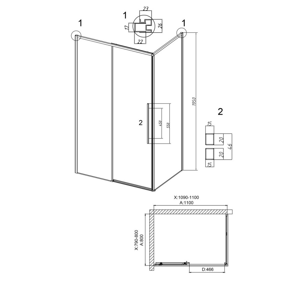 Душевой уголок Grossman Galaxy 110х80 Черный / Тонированное 120.K33.01.1180.21.10 Душевой уголок Grossman Galaxy 110х80 Черный / Тонированное 120.K33.01.1180.21.10 — изображение 5