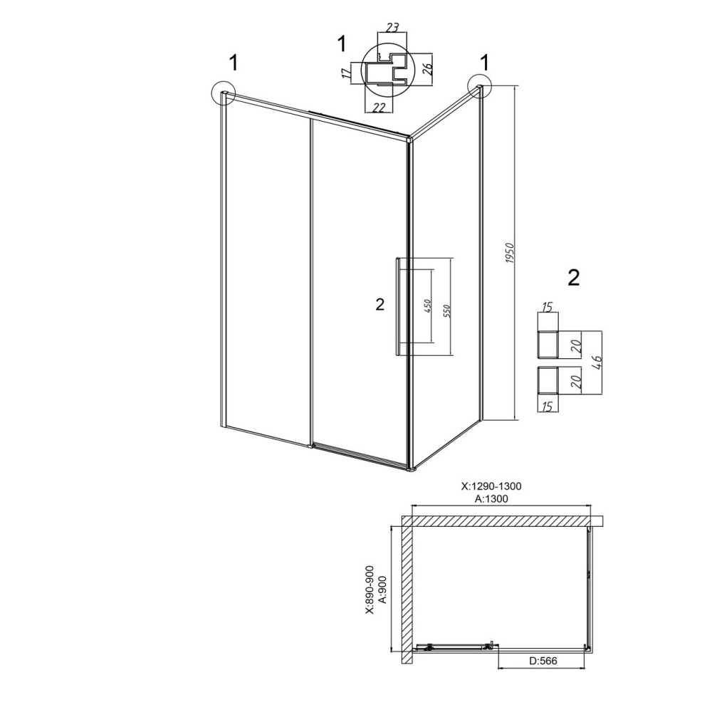 Душевой уголок Grossman Galaxy 130х90 Графит / Тонированное 120.K33.01.1390.42.10 Душевой уголок Grossman Galaxy 130х90 Графит / Тонированное 120.K33.01.1390.42.10 — изображение 5