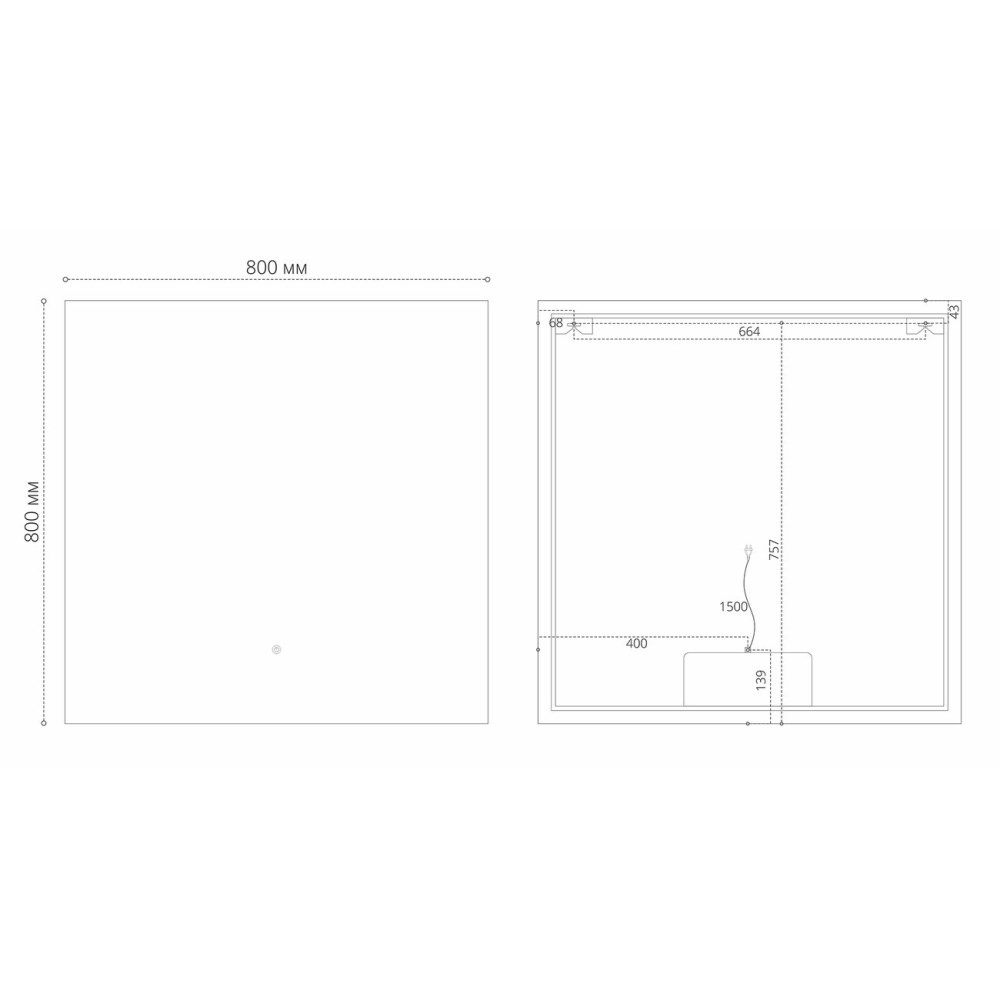 Зеркало Grossman Pragma 80 LED с сенсорным выключателем и подогревом 188080 Зеркало Grossman Pragma 80 LED с сенсорным выключателем и подогревом 188080 — изображение 3
