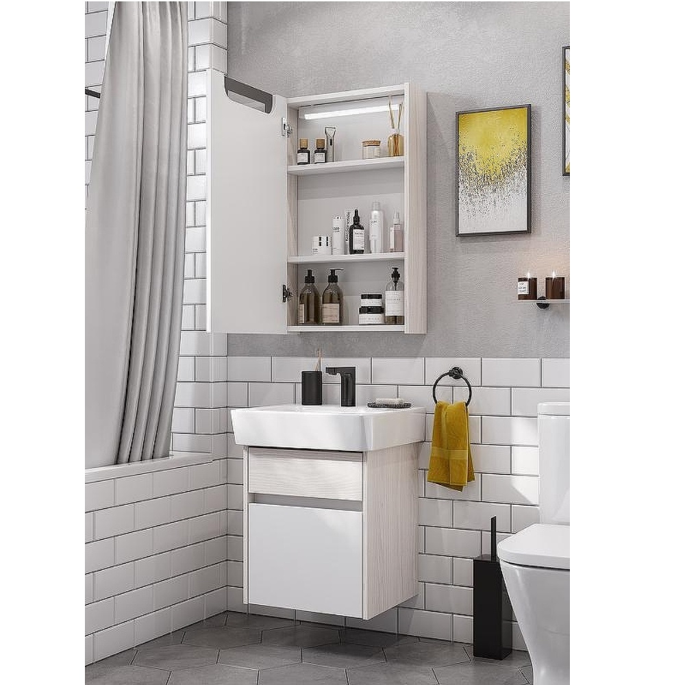 Шкаф зеркальный Aquaton Верди 50 с подсветкой Белый / Ясень фабрик 1A195802VDAV0 Шкаф зеркальный Aquaton Верди 50 с подсветкой Белый / Ясень фабрик 1A195802VDAV0 — изображение 3