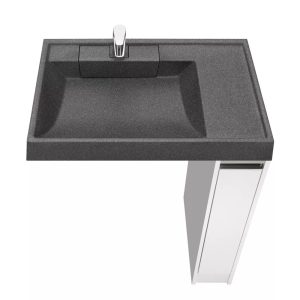 Тумба под стиральную машину напольная Aquaton Лондри 80 с раковиной Рейн Белый глянцевый 1A2361K1LH010