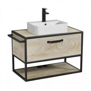 Тумба подвесная Aquaton Лофт Фабрик 80 со столешницей и раковиной Geometry Дуб Эндгрейн 1A2424K8LTDU0