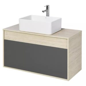 Тумба подвесная Aquaton Лофт Урбан 100 с раковиной MILA Серый графит / Дуб орегон 1A2477K2LQX60
