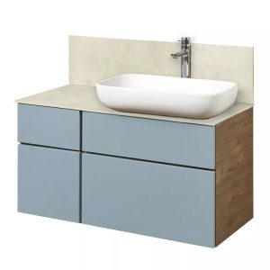 Тумба подвесная Aquaton Мишель 100 со столешницей с панель керамогранит с раковиной Лола Дуб рустикальный / Фьорд 1A2569K4MIDR0