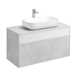 Тумба подвесная Aquaton Марбл 100 с раковиной Лола Слэйт / Белый матовый 1A2763K4MH4C0