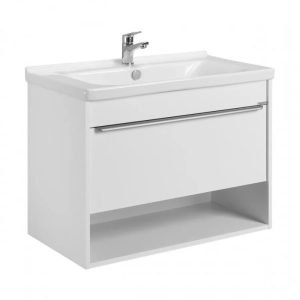 Тумба подвесная Aquaton Хоуп 82 с раковиной Миранда Белый матовый 1A2873K0HP2B0