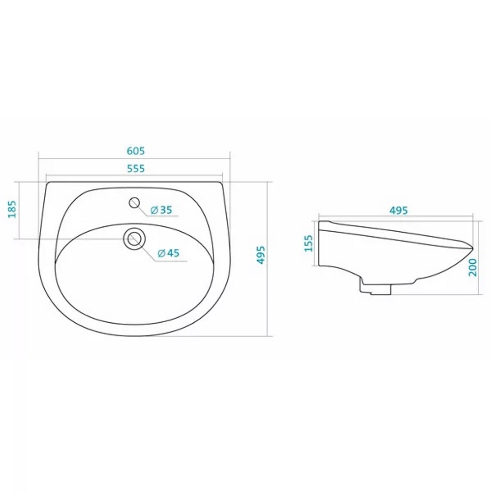 Раковина подвесная Santek Бриз 60,5 Белый глянцевый 1WH110466 Раковина подвесная Santek Бриз 60,5 Белый глянцевый 1WH110466 — изображение 2