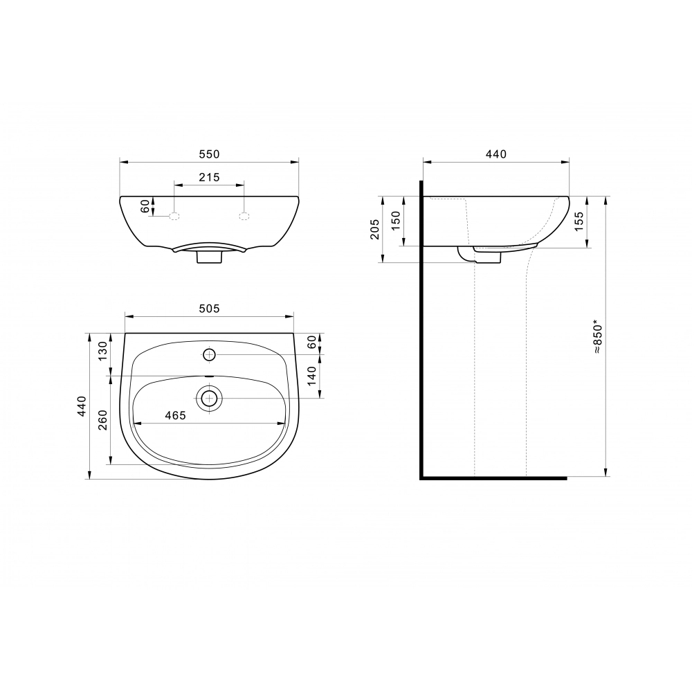 Раковина подвесная Santek Анимо 55 Белый глянцевый 1WH110502 Раковина подвесная Santek Анимо 55 Белый глянцевый 1WH110502 — изображение 5