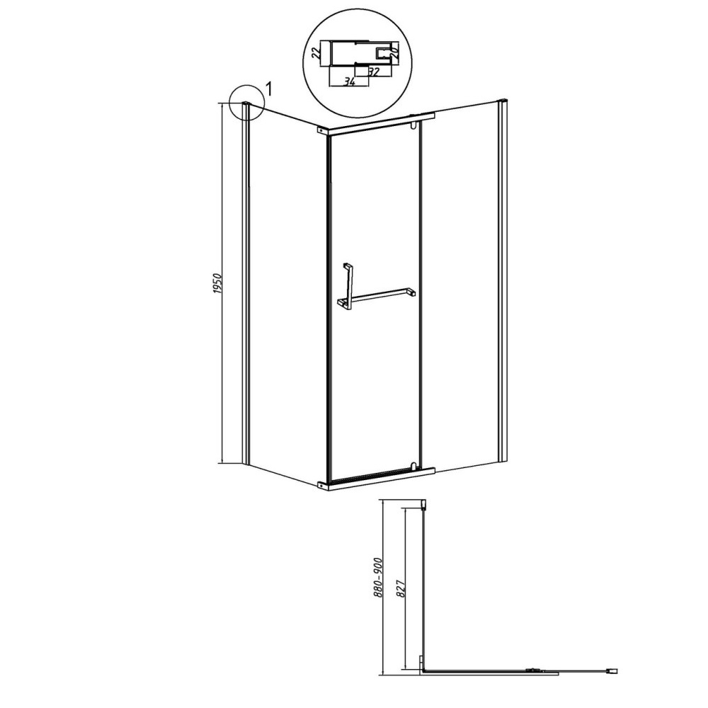 Душевая стенка Grossman Pragma 90 Черный / Прозрачное 200.K33.03.90.21.00 Душевая стенка Grossman Pragma 90 Черный / Прозрачное 200.K33.03.90.21.00 — изображение 5