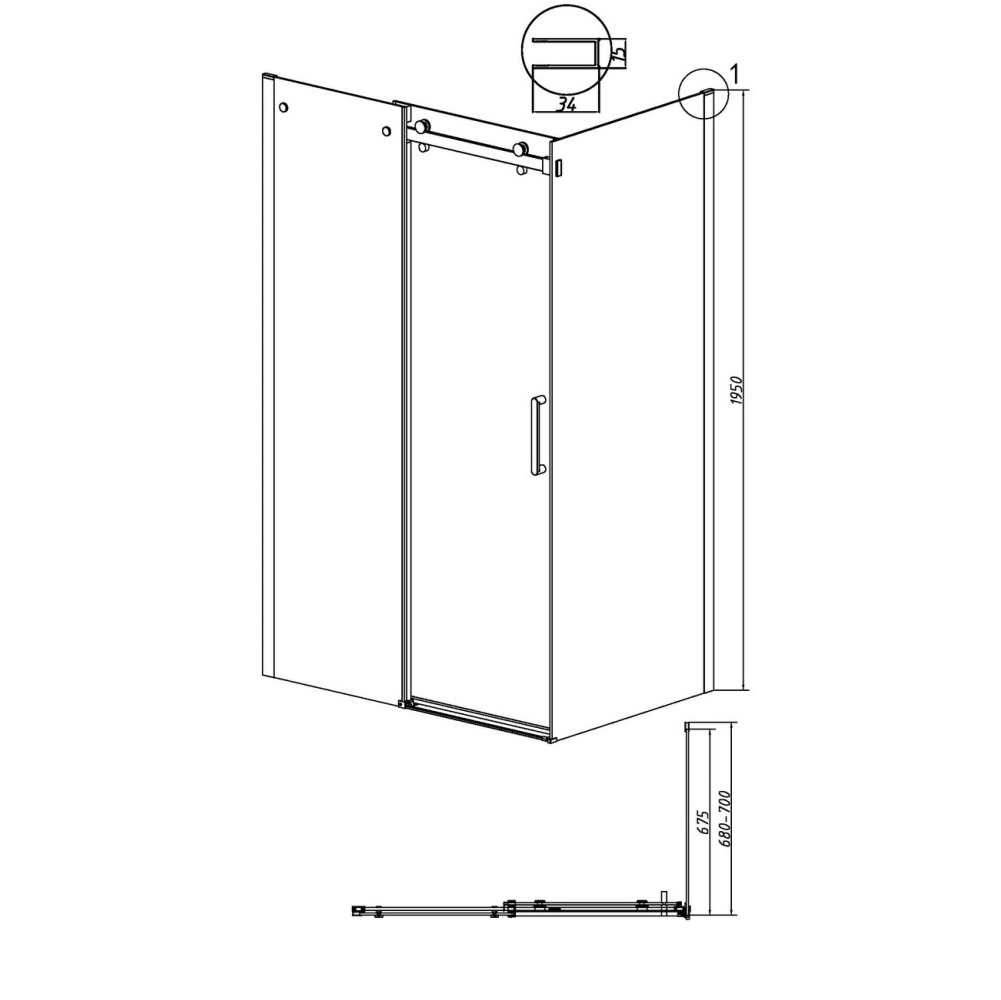 Душевая стенка Grossman Classic 70 Черный / Прозрачное 200.K33.04.70.21.00 Душевая стенка Grossman Classic 70 Черный / Прозрачное 200.K33.04.70.21.00 — изображение 5