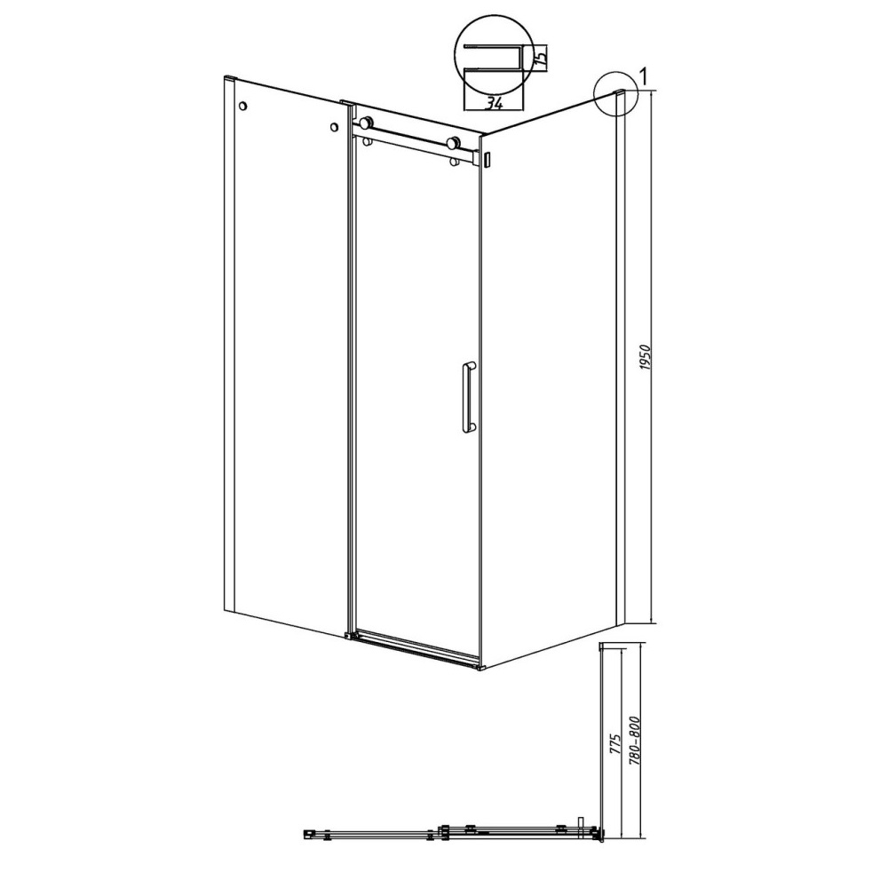 Душевая стенка Grossman Classic 80 Графит / Прозрачное 200.K33.04.80.42.00 Душевая стенка Grossman Classic 80 Графит / Прозрачное 200.K33.04.80.42.00 — изображение 5