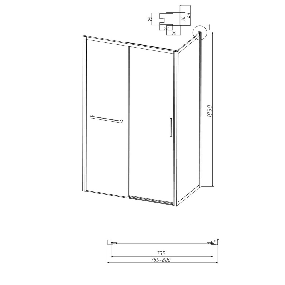 Душевая стенка Grossman Style 80 Черный / Прозрачное 200.K33.05.80.21.00 Душевая стенка Grossman Style 80 Черный / Прозрачное 200.K33.05.80.21.00 — изображение 5