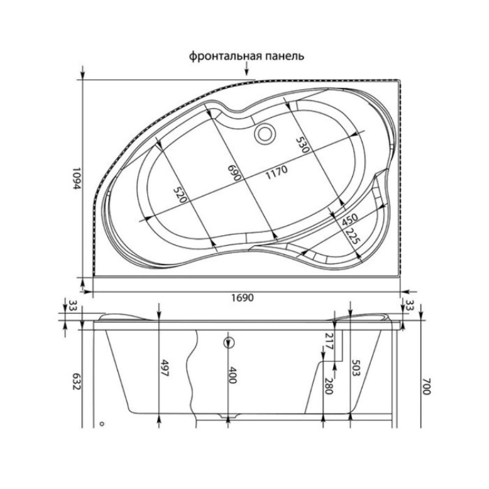 Ванна акриловая Aquanet Capri 170х110 правая Белый 203922 Ванна акриловая Aquanet Capri 170х110 правая Белый 203922 — изображение 4