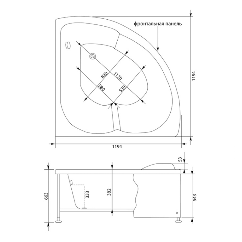 Ванна акриловая Aquanet Fregate 120х120 Белый 203935 Ванна акриловая Aquanet Fregate 120х120 Белый 203935 — изображение 4