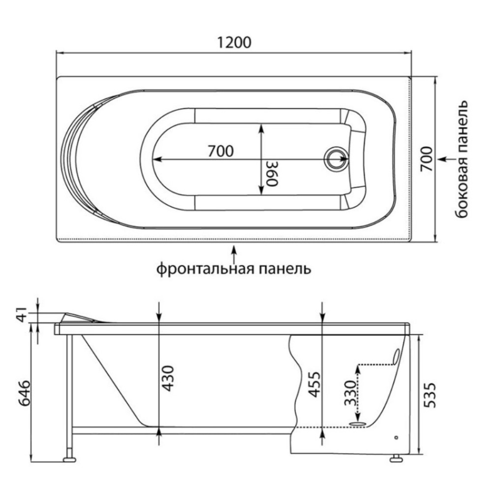 Ванна акриловая Aquanet West 120х70 Белый 204050 Ванна акриловая Aquanet West 120х70 Белый 204050 — изображение 3