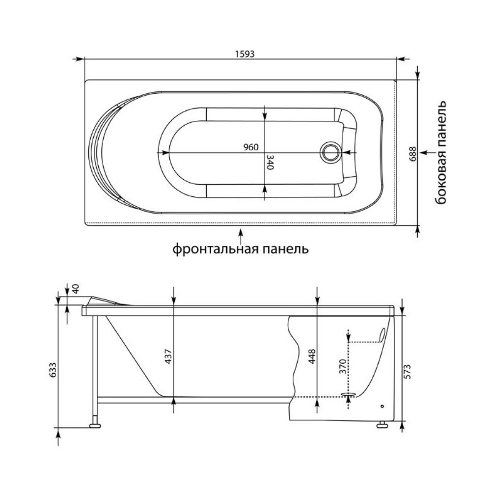 Ванна акриловая Aquanet West 160х70 Белый 204054 Ванна акриловая Aquanet West 160х70 Белый 204054 — изображение 3
