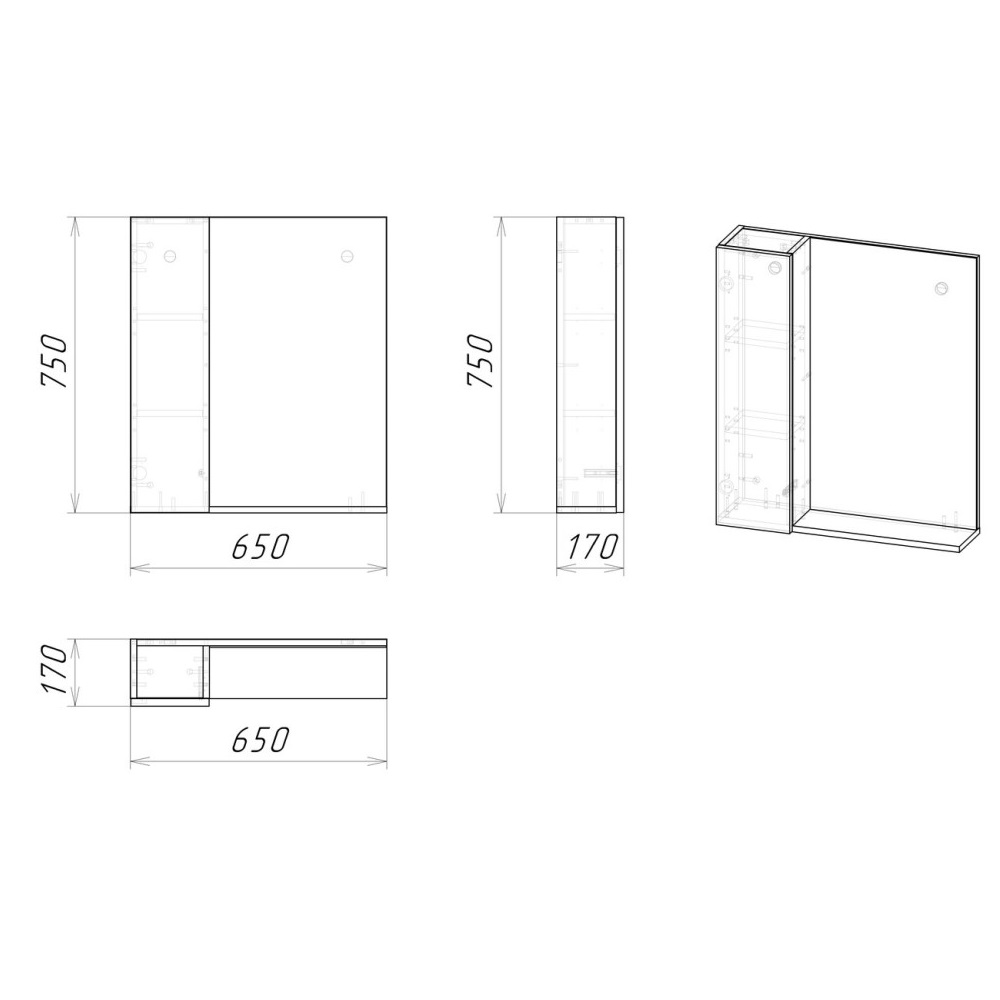 Шкаф зеркальный Grossman Альба 65 левый Веллингтон / Бриз 206502 Шкаф зеркальный Grossman Альба 65 левый Веллингтон / Бриз 206502 — изображение 3