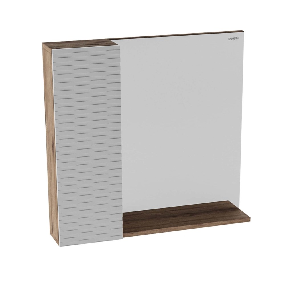 Шкаф зеркальный Grossman Альба 80 левый Веллингтон / Белый 208006 Шкаф зеркальный Grossman Альба 80 левый Веллингтон / Белый 208006