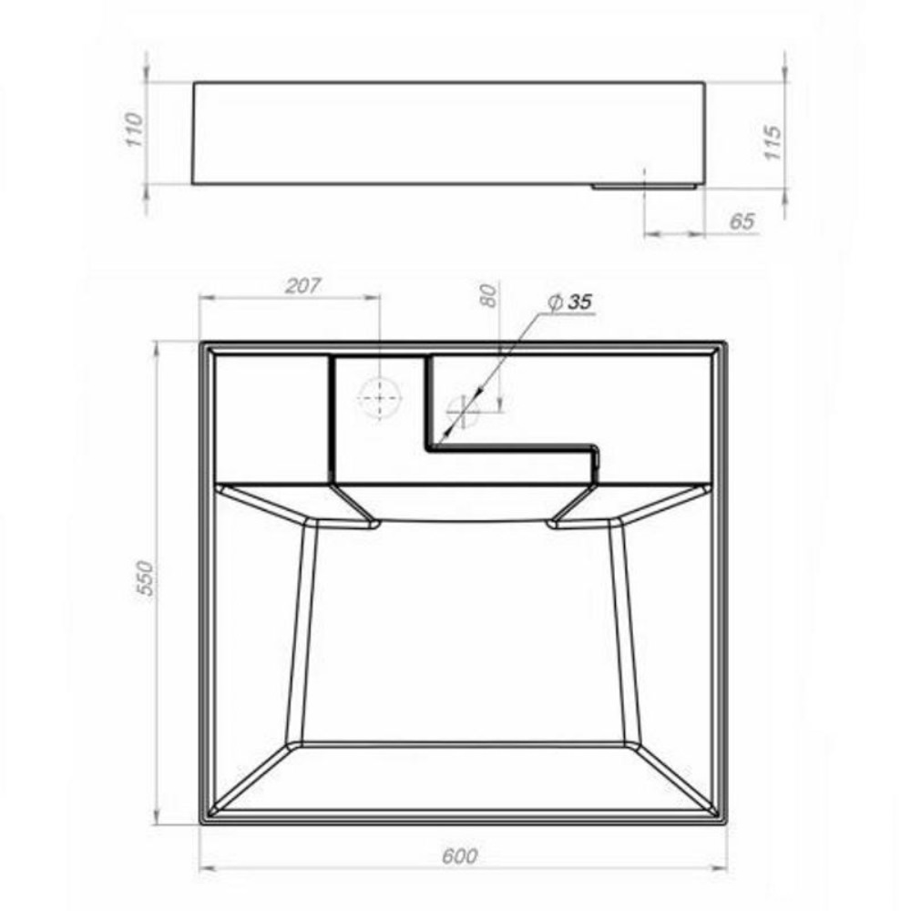 Раковина над стиральной машиной Uperwood Top 60 Серый матовый 2091021040 Раковина над стиральной машиной Uperwood Top 60 Серый матовый 2091021040 — изображение 3