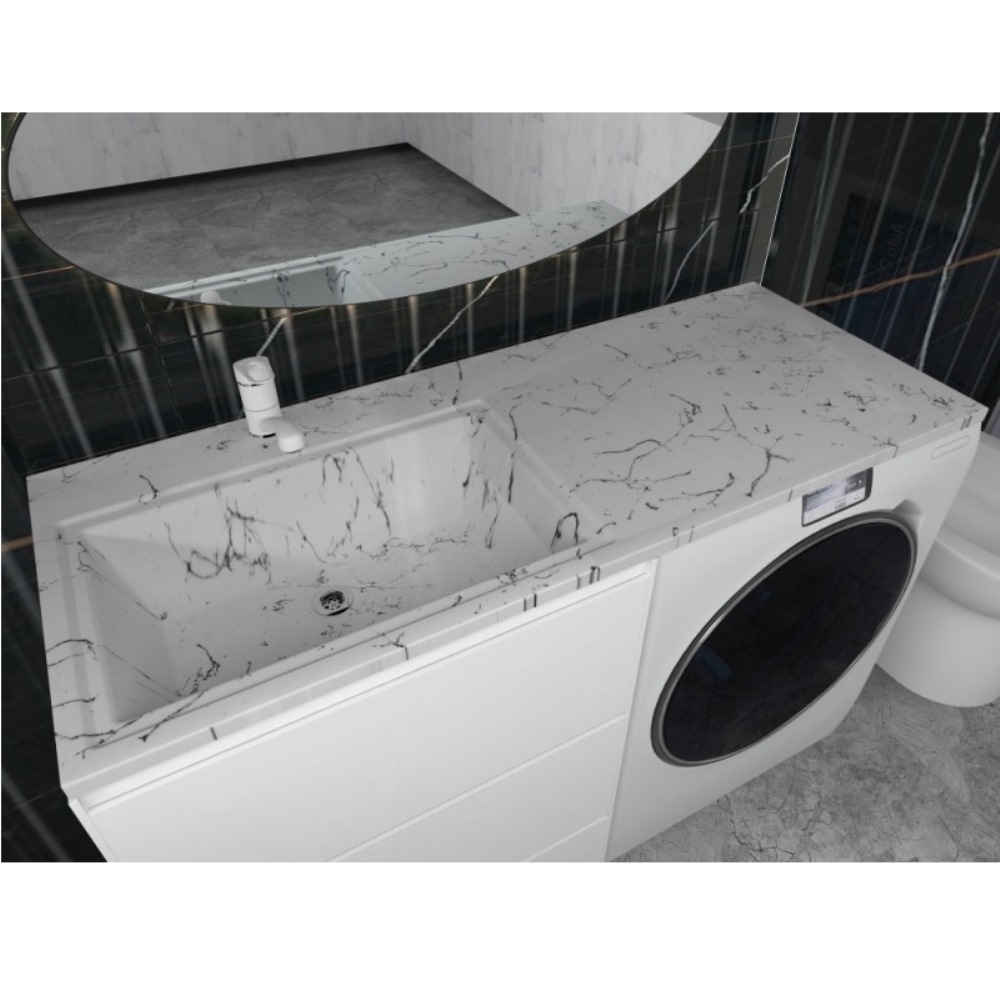 Раковина над стиральной машиной Uperwood Марсал 120 левая Белый мрамор 291120410 Раковина над стиральной машиной Uperwood Марсал 120 левая Белый мрамор 291120410 — изображение 2