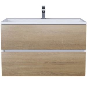 Тумба подвесная Uperwood Barsa 80 с раковиной Белый / Дуб сонома 293020534