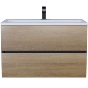 Тумба подвесная Uperwood Barsa 80 с раковиной Черный / Дуб сонома 293020543