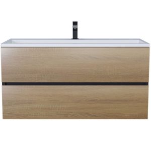 Тумба подвесная Uperwood Barsa 100 с раковиной Черный / Дуб сонома 293020544