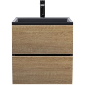 Тумба подвесная Uperwood Barsa 60 с раковиной Черный / Дуб сонома 298301041