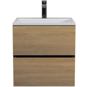 Тумба подвесная Uperwood Barsa 50 с раковиной Черный / Дуб сонома 29830205647