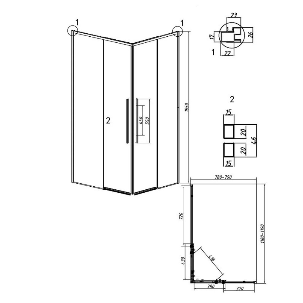 Душевой уголок Grossman Galaxy 120х80 Черный / Тонированное 300.K33.01.1280.21.10 Душевой уголок Grossman Galaxy 120х80 Черный / Тонированное 300.K33.01.1280.21.10 — изображение 5