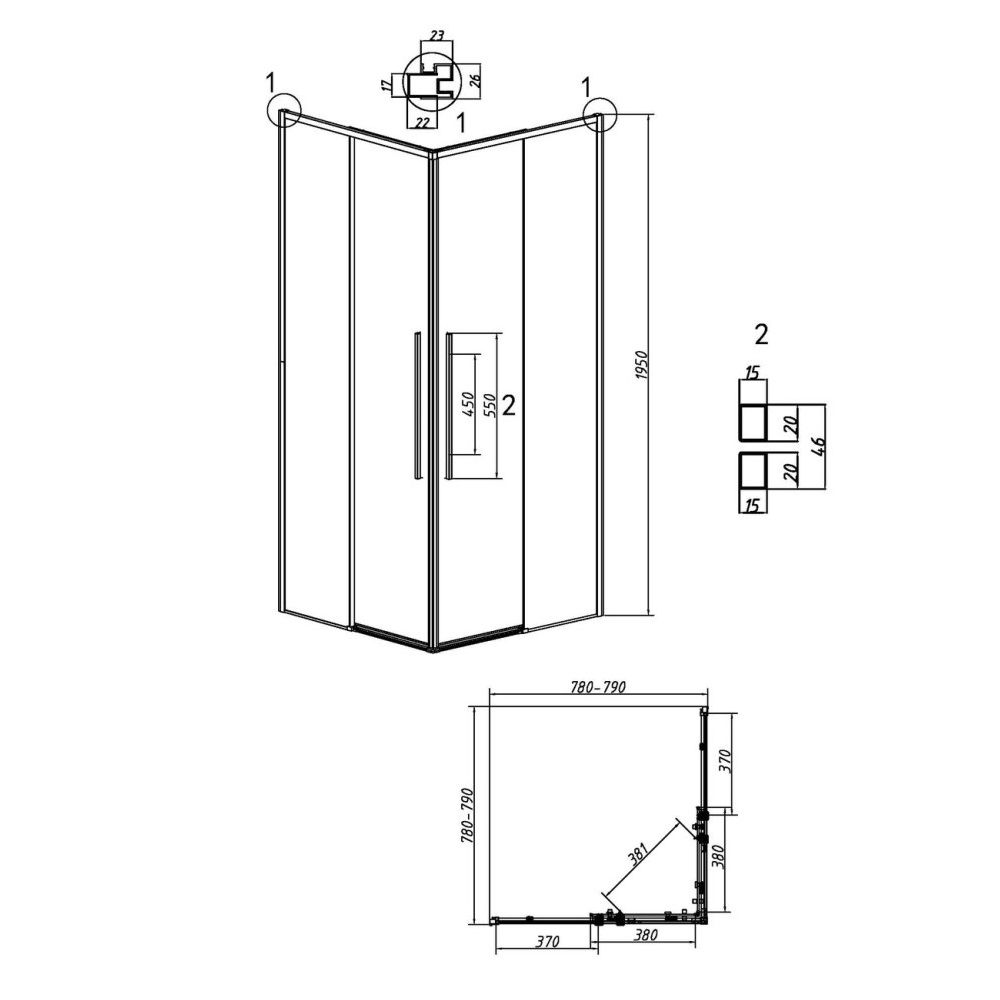Душевой уголок Grossman Galaxy 80х80 Черный / Прозрачное 300.K33.01.8080.21.00 Душевой уголок Grossman Galaxy 80х80 Черный / Прозрачное 300.K33.01.8080.21.00 — изображение 5