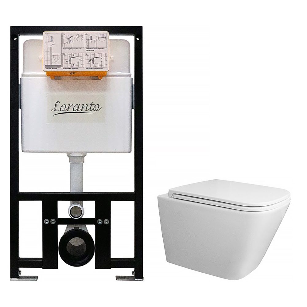 Инсталляция Loranto Prestige с унитазом Azario Teramo Белый глянцевый 4551+AZ-0052-UQ3 Инсталляция Loranto Prestige с унитазом Azario Teramo Белый глянцевый 4551+AZ-0052-UQ3